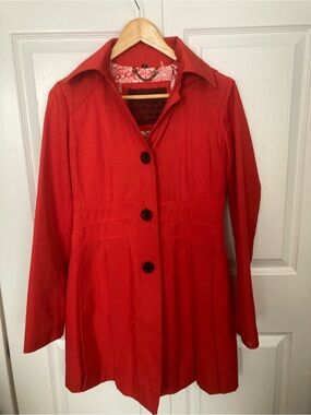 Guess Red Button-Front Trench Coat